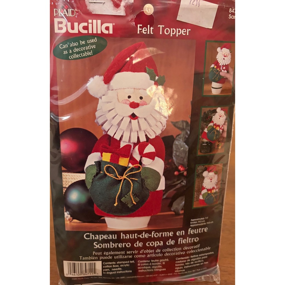 Vintage NIP Bucilla Christmas Santa Felt Topper Kit SEALED PACKAGE!